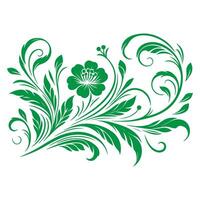 AI generated hand draw of beautiful floral ornament green leaves and Contour Flower Floral Design Element vector