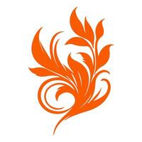 AI generated elegant swirls damask with floral hand draw orange line style element illustration on white background vector