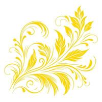 AI generated hand draw of beautiful floral ornament gold leaves. Contour Flower leaf. Floral Design Element vector