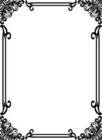 Corner border damask frame black line Art elegant ornament decorative page frame simple proportion vertical template vector