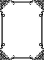 Corner border damask frame black line Art elegant ornament decorative page frame simple proportion vertical template vector