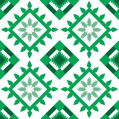 hand draw floral seamless pattern of green leaves Spring Square style Vector Design on a white background, Curtain, carpet, wallpaper, clothing, wrapping,