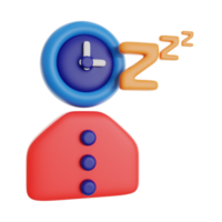 sleeping time 3d icon illustration. time menagement 3d rendering. png