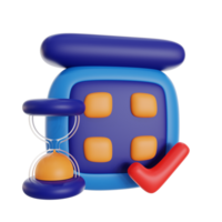 calendar and hourglass 3d icon illustration. time menagement 3d rendering. png