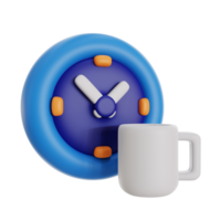 tea time 3d icon illustration. time menagement 3d rendering png