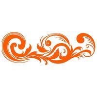 AI generated elegant swirls damask with floral hand draw orange line style element illustration on white background vector