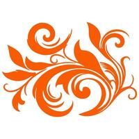 ai generado elegante remolinos damasco con floral mano dibujar naranja línea estilo elemento ilustración en blanco antecedentes vector