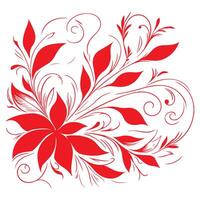 AI generated floral ornament red leaves vector