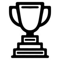 Winning award black line art outline Trophy cup icon vector illustration