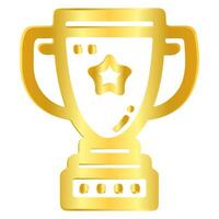 Winning award golden gradients metallic. Trophy cup icon paper cut vector illustration