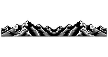 panorama silueta montaña con bosque pino arboles paisaje negro línea bosquejo Arte mano dibujado estilo vector ilustración