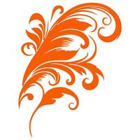 AI generated elegant swirls damask with floral hand draw orange line style element illustration on white background vector