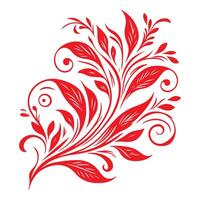 AI generated floral ornament red leaves vector