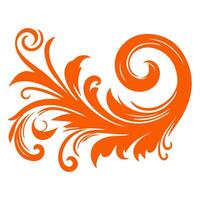 AI generated elegant swirls damask with floral hand draw orange line style element illustration on white background vector