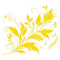 AI generated hand draw of beautiful floral ornament gold leaves. Contour Flower leaf. Floral Design Element vector