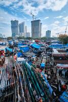 Dhobi Ghat Mahalaxmi Dhobi Ghat is an open air laundromat lavoir in Mumbai, India with laundry drying on ropes photo