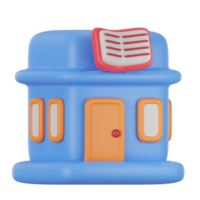 library 3d icon illustration. library 3d rendering png