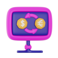 money convertion 3d icon illustration. financial technology 3d rendering png