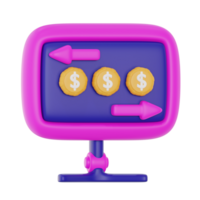 online transfer 3d icon illustration. financial technology 3d rendering png