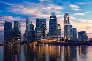 Singapore skyline in evening photo