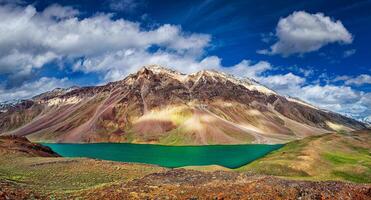 Chandra Tal lake in Himalayas photo