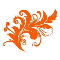 AI generated elegant swirls damask with floral hand draw orange line style element illustration on white background vector