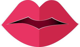 closeup of lip to kissing vector paper cut style vector illustration on valentine day