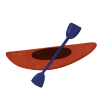 a red kayak with a blue paddle on top png