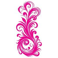AI generated elegant swirls damask with floral hand draw pink line style element illustration isolated on white background vector