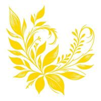 AI generated hand draw of beautiful floral ornament gold leaves. Contour Flower leaf. Floral Design Element vector