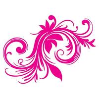 AI generated elegant swirls damask with floral hand draw pink line style element illustration isolated on white background vector