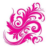 AI generated elegant swirls damask with floral hand draw pink line style element illustration isolated on white background vector