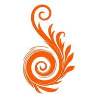 ai generado elegante remolinos damasco con floral mano dibujar naranja línea estilo elemento ilustración en blanco antecedentes vector