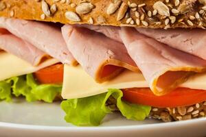 Ham sandwich close up photo
