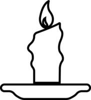 Candle in holder icon in line style. isolated on represent the traditions and symbol of the Easter season Candles in candlesticks burning Candlelight flame vector for apps, web