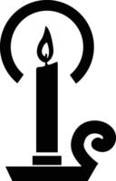 vela en poseedor icono en plano estilo. aislado en representar el tradiciones y símbolo de el Pascua de Resurrección temporada velas en candelabros ardiente luz de una vela fuego vector para aplicaciones, web