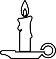 Candle in holder icon in line style. isolated on represent the traditions and symbol of the Easter season Candles in candlesticks burning Candlelight flame vector for apps, web