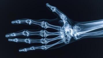 AI generated Radiograph of the hand with bone and joint abnormalities. photo