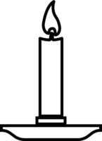 Candle in holder icon in line style. isolated on represent the traditions and symbol of the Easter season Candles in candlesticks burning Candlelight flame vector for apps, web