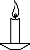 Candle in holder icon in line style. isolated on represent the traditions and symbol of the Easter season Candles in candlesticks burning Candlelight flame vector for apps, web