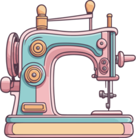 AI generated Pastel color of sewing machine cartoon illustration isolated on transparent background png, design element clipart png