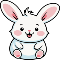 ai généré isolé joufflu lapin dessin animé personnage avec content ambiance illustration sur transparent Contexte png pour des gamins et garderie conception