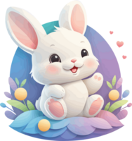 ai generado adorable blanco conejito dibujos animados con corazón aislado en transparente antecedentes png, personaje para san valentin día, guardería, niños, Pascua de Resurrección día diseño png