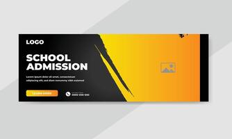 plantilla de banner de publicación de redes sociales de promoción de admisión de regreso a la escuela vector