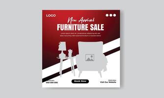 Furniture sale social media feed or post cover design vector