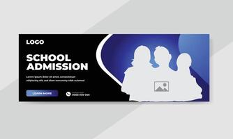 plantilla de banner de publicación de redes sociales de promoción de admisión de regreso a la escuela vector