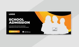 plantilla de banner de publicación de redes sociales de promoción de admisión de regreso a la escuela vector