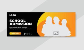 plantilla de banner de publicación de redes sociales de promoción de admisión de regreso a la escuela vector
