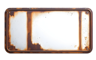 AI generated Old blank rusty metal sign isolated png