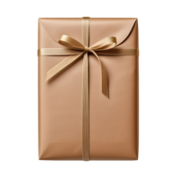 ai généré marron papier enveloppé paquet cadeau isolé png